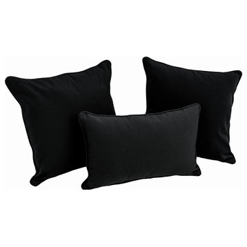 Solid Twill Throw Pillows With Inserts, 3-Piece Set, Spice