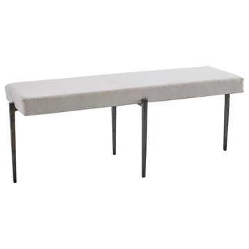 Laforge Bench, Natural Iron With Muslin Cushion, Large
