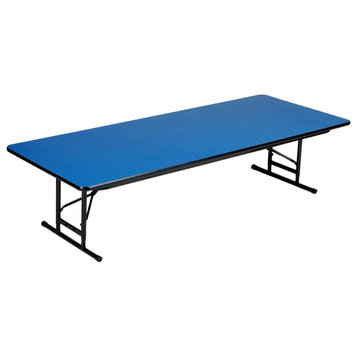 Correll 17-27" Adjustable Height Heavy Duty Blow-Molded Folding Table in Blue