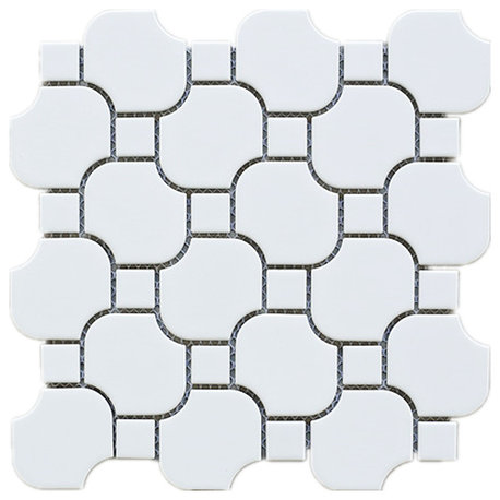 10.25"x10.25" Halibon Mosaic Tile Sheet, White