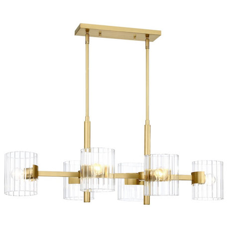 Designers Fountain Aries 36" 6 Light Island Light, Gold/Ribbed, D284C-IS-BG