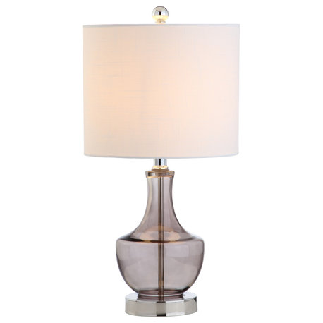 Colette 20" Mini Glass Table Lamp, Smoke Gray, Single