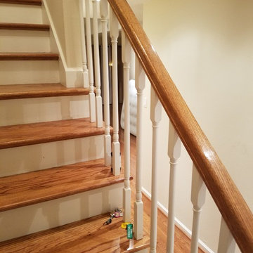 new prefinished woodfloors/ stairs/ handrails