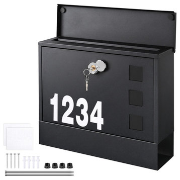 Large Wall Mount Locking Mailbox Steel Letter Box With Door and 2 Keys Home