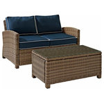 Crosley - Bradenton 2-Piece Outdoor Wicker Seating Set With Cushions, Navy - Create the ultimate in outdoor entertaining with Crosley's Bradenton Collection. This elegantly designed all-weather wicker conversational set is the perfect addition to your environment. The finely crafted deep seating collection features intricately woven wicker over durable steel frames, and UV/Fade resistant cushions providing comfort, style and durability.