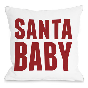 Bold Santa Baby Red 16x16 Pillow by OBC