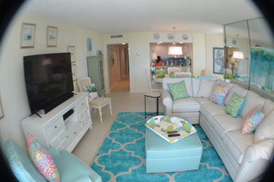 Family room - coastal family room idea in Other