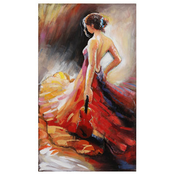 "Flamenco" Beautiful Woman Mixed Media Iron Hand Painted Dimensional Wall Art