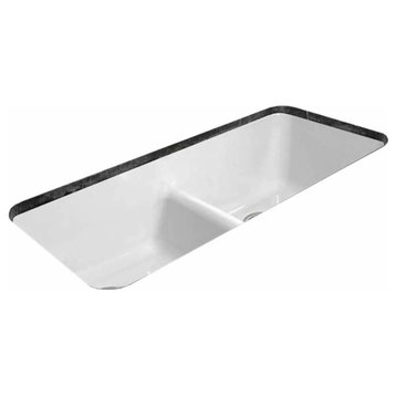 Miseno MCI44-0UM-LD 43" Cast Iron Double Basin Kitchen Sink for - White