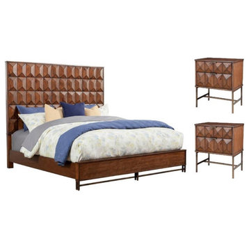 Home Square 3-Piece Set with Trig California King Panel Bed and 2 Nightstands