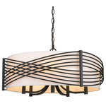 Golden Lighting - Zara 5 Light Chandelier With Modern White Shade Shade - Zara is a fashionable, transitional style. Thin bands of steel in a smooth, Matte Black finish flow boldly around a fabric shade in a unique, cross-woven design. The bold rectangular arms are echoed by the rectangular supports of the overlapping metal. This strong geometry is softened by the Modern White Shade. This 5 light chandelier is perfect for kitchens, living rooms, dining rooms, and foyers.