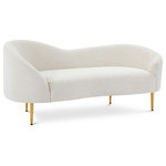 Meridian Furniture - Ritz Boucle Fabric Upholstered Loveseat, Cream - Impress family and guests alike with this Ritz Boucle Fabric Loveseat. Wrapped in a cozy cream boucle fabric, this loveseat exudes elegance and comfort. The gold metal legs add a touch of glamour to the overall design, making it a perfect addition to any modern living space. Sit back, unwind, and sink into the plush cushions of this chic and stylish loveseat.