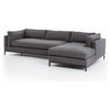 Percy Left Arm Chaise 2pc Sectional, Charcoal Gray