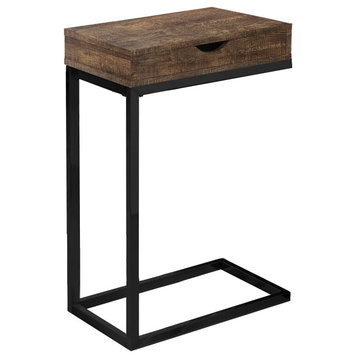 Accent Table Brown Reclaimed Wood-Look, Black, Drawer