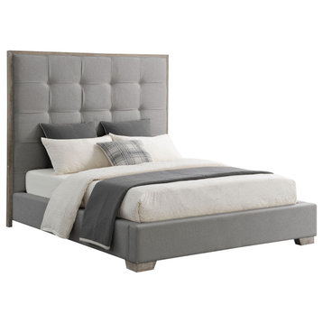 Remi Stain-Resistant Queen Bed With Bench, Gray
