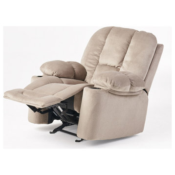 GDF Studio Raymond Latte Beige Fabric Glider Recliner Club Chair