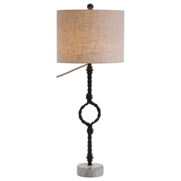 Mercer 32.5" Metal and Marble Table Lamp, Black and Gray