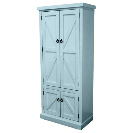 Rustic Extra Wide Kitchen Pantry Cabinet, Tempting Turquoise