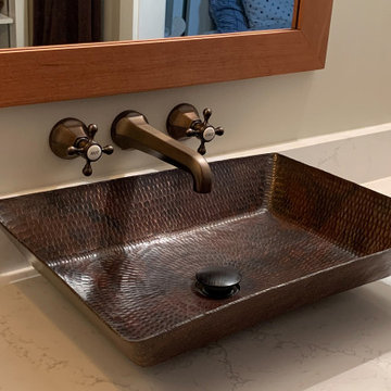 17" Rectangle Wired Rim Vessel Hammered Copper Sink (VREC17WDB)