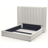 Nativa Interiors Aylet Vertical Channel Tufted Bed, Off White, King, High 87"