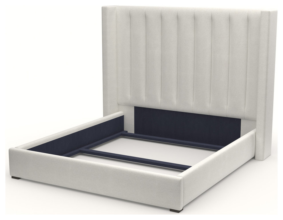 Nativa Interiors Aylet Vertical Channel Tufted Bed, Off White, King, High 87"