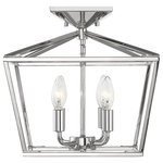 Savoy House - Townsend 4-Light Semi-Flush Mount, Polished Nickel - When you have a traditional aesthetic, and want to inject a sense of modernism, choose this Townsend ceiling fixture. It's a classic lantern style with the familiar, vintage appeal of colonial or old English candle fixtures but the open geometric frame and chrome-like, polished nickel finish create a delightful contemporary twist. This timeless quality blends very well with your traditional, transitional, bohemian, contemporary, or modern farmhouse decor. Four lights within the open framework have metal candle covers and hold 60W, C-style bulbs.  The fixture is 13" wide and 13" high, with a semi-flush mounting: a superb fit for your dining room, kitchen, living room, entryway, bedroom, closet, family room, office, stairway, or great room.