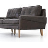 75" Christian Leather Sofa Top Grain Oak Vintage Espresso Weathered Contemporary