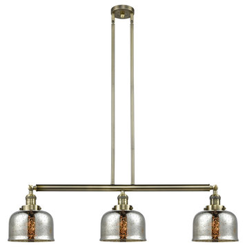 Bell 41" Stem Hung Island Light, LED, Antique Brass, Silver Plated Mercury