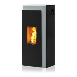Po&ecirc;le &agrave; granul&eacute;s - Rika "KAPO" - Corps argent et vitre noire - Freestanding Stoves