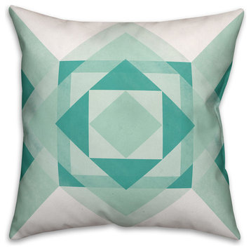 Turquoise Geometric Throw Pillow, 18"x18", Cover Only