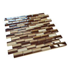Brown and Golden Modern Art Glass Mosaic Tiles (Brick Pattern & Glass) - Home Accessories & Decor