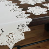 Victorian Lace Embroidered Cutwork Table Runner, 16"x34", Ivory