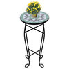 vidaXL Side Table Mosaic Table Patio Flower Pot Stand Green White Ceramic