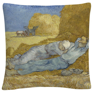 Vincent Van Gogh 'Siesta, After Mille, 1890' 16"x16" Decorative Throw Pillow