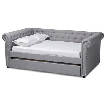 Baxton Studio Mabelle Modern and Contemporary Gray Fabric Upholstered Queen