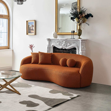 Drake Japandi Style Curvy Boucle 3 Seater Living Room Sofa
