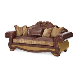 AICO Furniture - Toscano Leather/Fabric High Back Sofa - 34915-SPICE-26 - Fabric