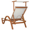 vidaXL Sun Lounger Chair with Canopy White Textilene and Solid Wood Poplar
