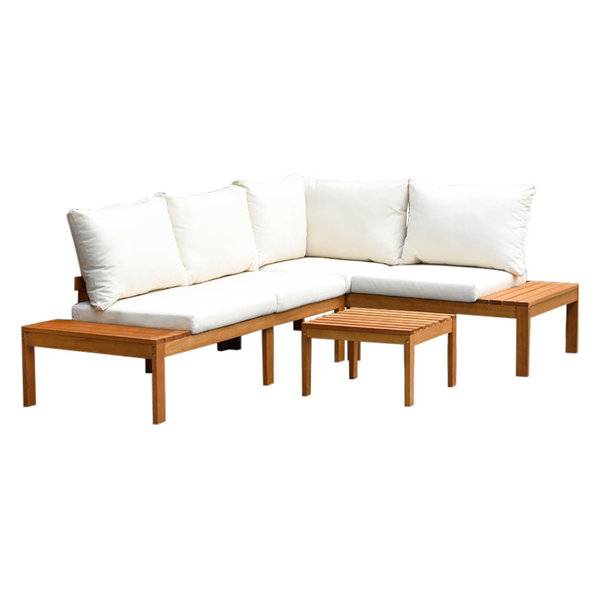 Amazonia Teak Finish Feroe 3-Piece Deep Seat Conversation Set w/ Cushi