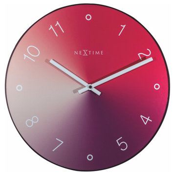 Red Gradient 15.75" Glass Wall Clock With Slim Metal Edge