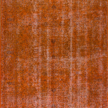 Over-dyed distressed Vintage Turkish Rugs for Modern Decor