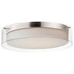 Maxim Lighting - Duo 16'' Round Flush Mount, Satin White/Satin Nickel - A double glass shade advances the double shade design with the integration of sleek and modern integration of design. Satin White inner glass shades are surrounded by a transparent Clear outer glass, available in your choice of Satin Nickel or Black finished base and supports.