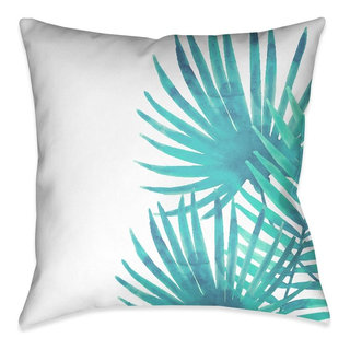 Aqua 20x20 Square Cotton Sari Silk Decorative Throw Pillow with