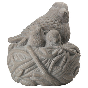 Terracotta Hollow Birds Nest Figurine Washed Dark Gray