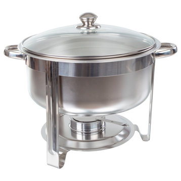 Round 7.5 QT Chafing Dish Buffet Set Water Pan, Food Pan, Fuel Holder, Stand