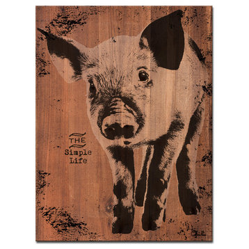 Ready2HangArt Farmhouse 'Pig' Wrapped Canvas Animal Wall Art, 30"x40"