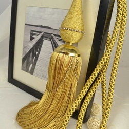 6 Colors QYM24 Polyester Curtain Tassel Tie Backs in Yellow Color - Window Treatment Accessories