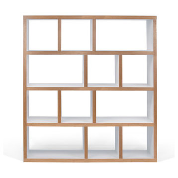 Berlin 4 Levels Bookcase, 150 cm., Pure White/Plywood