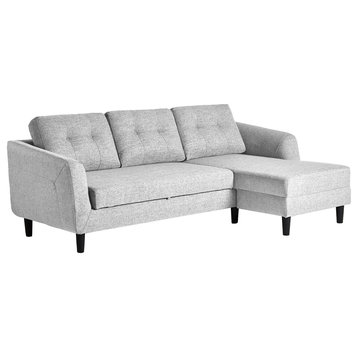 Right Facing Chaise Convertible Sofa Bed in Light Grey