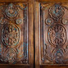 Consigned Indo French Carved Barndoor, Barn Door, Carved Sliding Doors  84